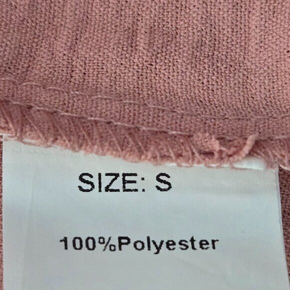 NWOT | Peach Solid Textured V-Neck Two Button Blouse Flutter Sleeve | Small - Picture 4 of 5